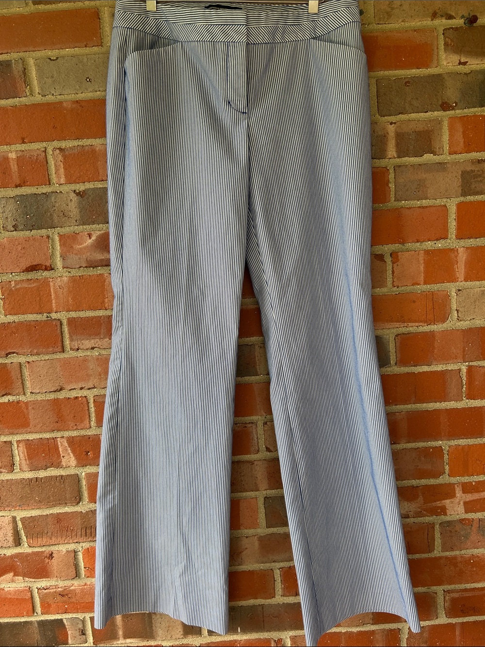 Express Blue Seersucker stripe Wide Leg Pants